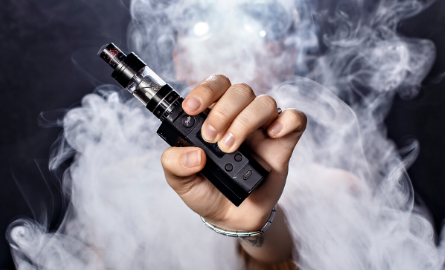 vape pen with vapour coming out