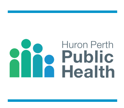 Huron Perth Public Health Logo with four figures in blue and green and the organization name